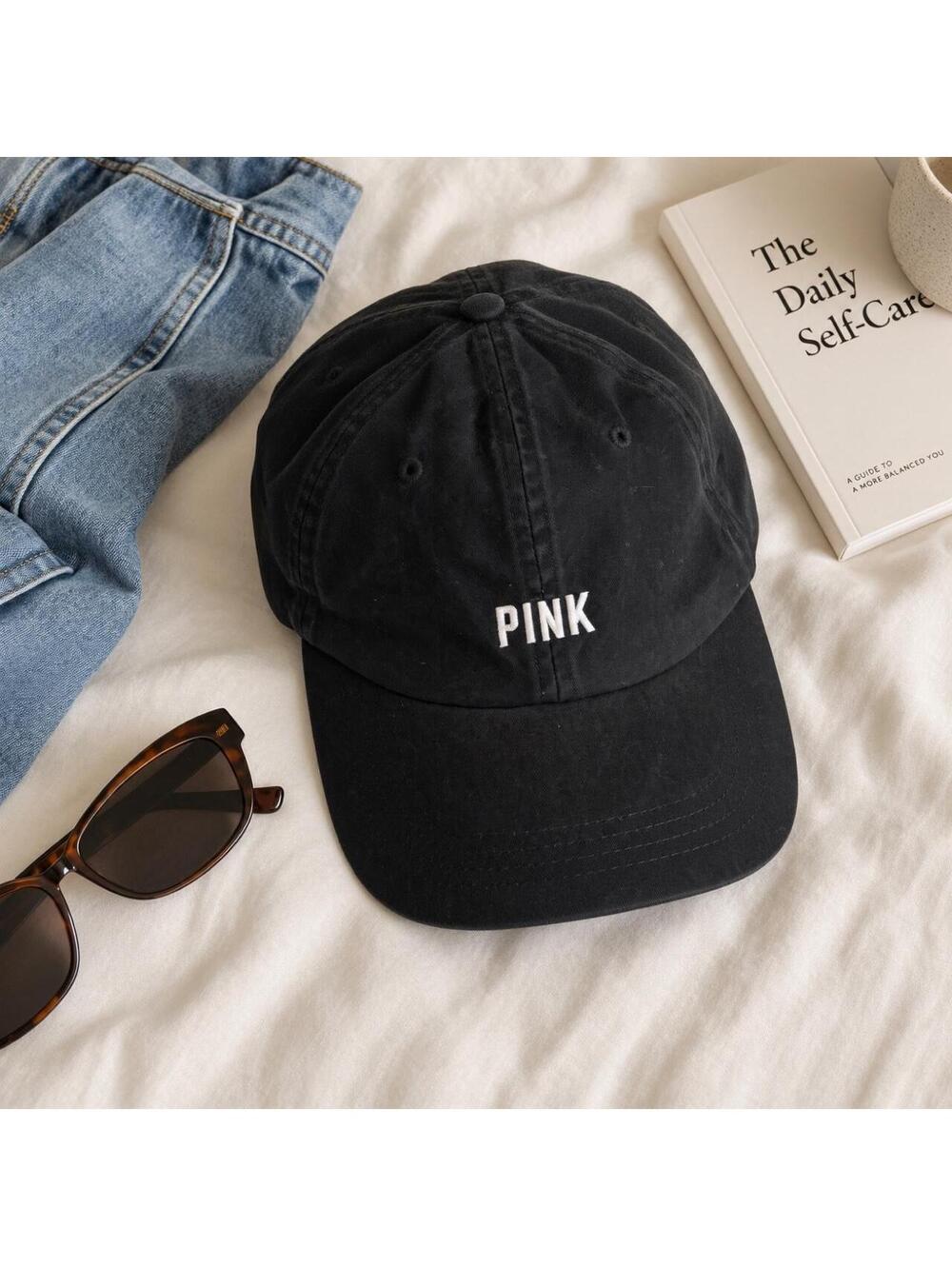Victoria’s Secret PINK Minimalist Black Logo Cap Y2K Style 🖤